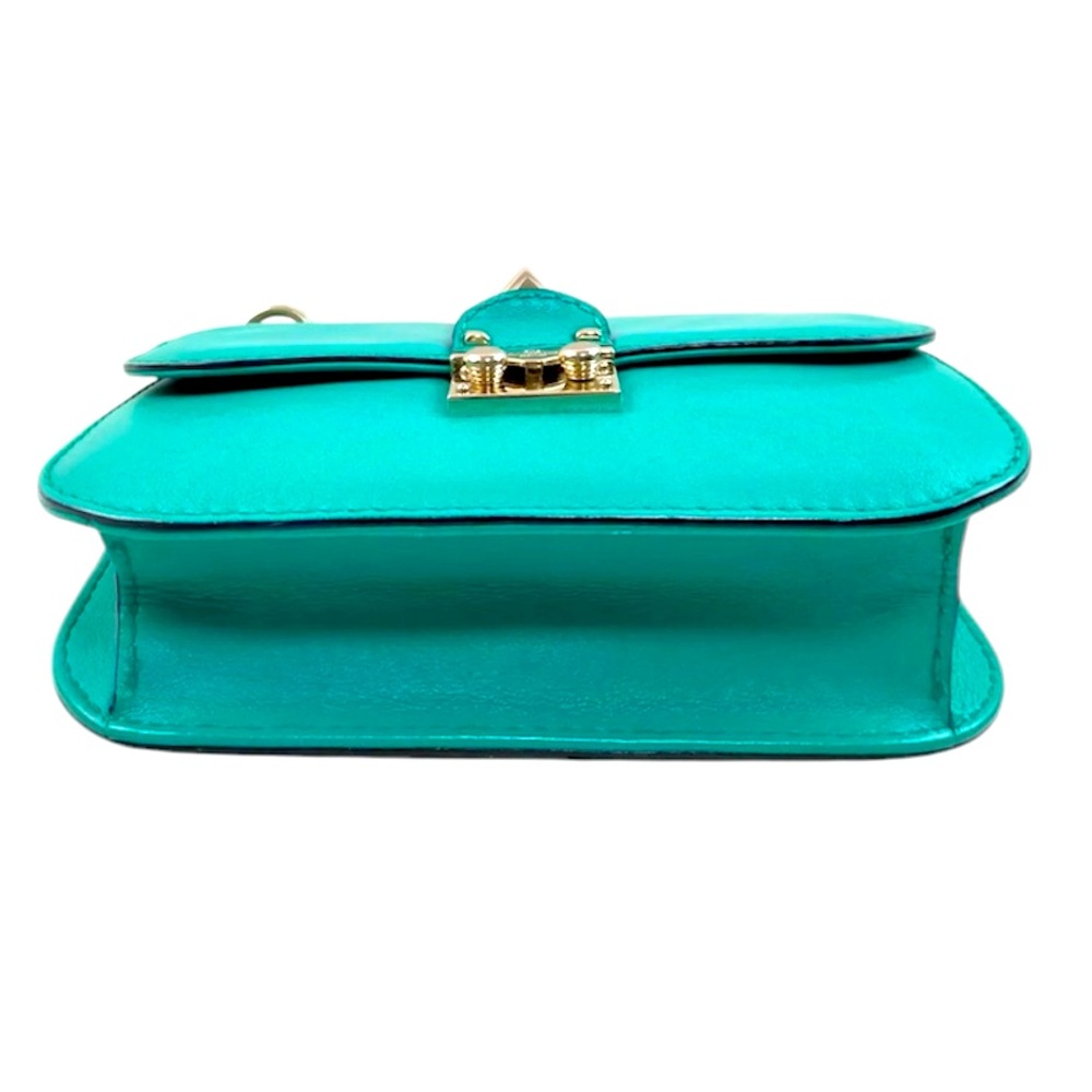 ❌SOLD❌ Valentino Garavani Teal Vitello Small Glam Lock Rockstud Bag - Picture 5 of 9